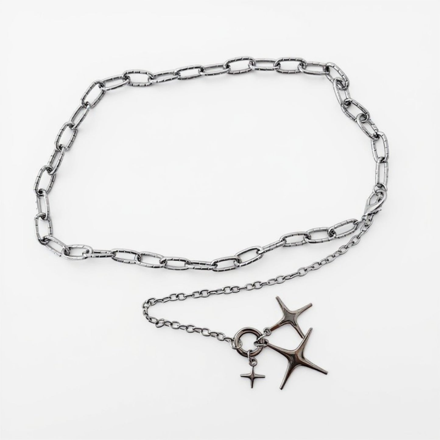 Anna-Kaci Women's Chunky Link Chain Belt with Star Pendant and Adjustable Fit 44x0.8in