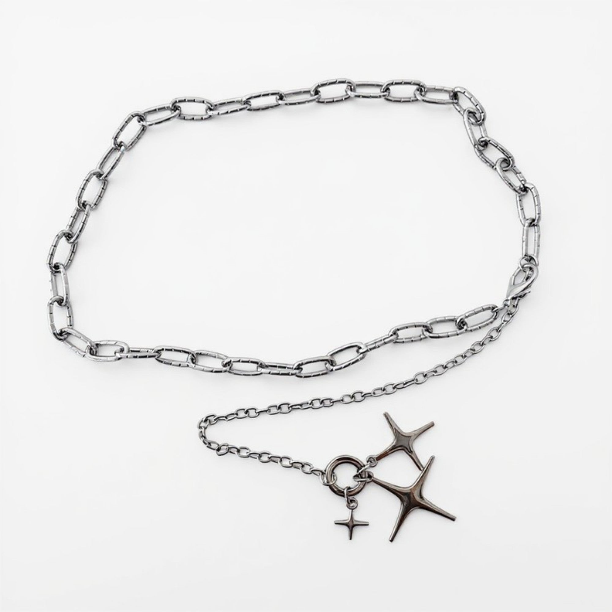 Anna-Kaci Women's Chunky Link Chain Belt with Star Pendant and Adjustable Fit 44x0.8in