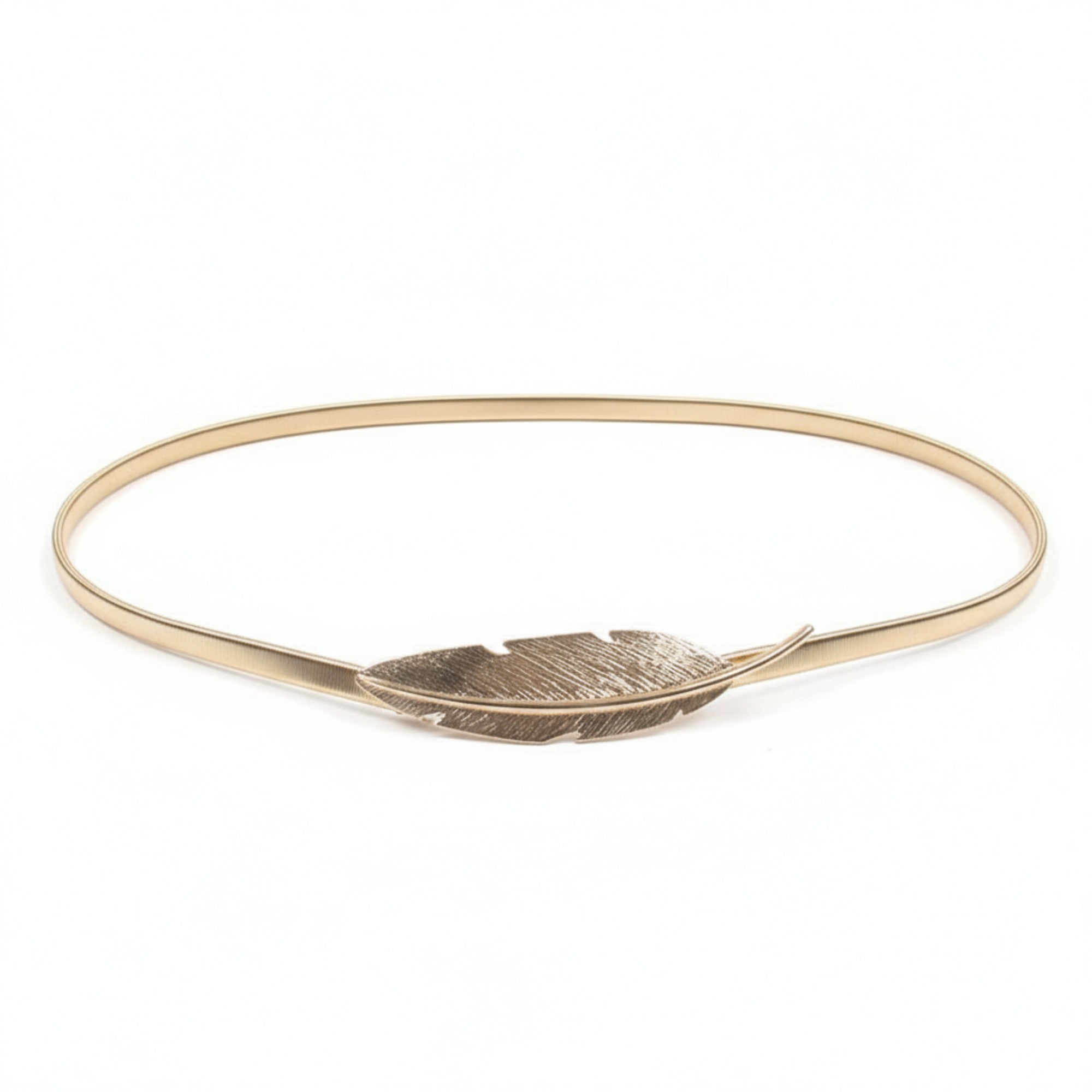 Anna-Kaci Women's Metal Leaf Buckle Belt with Slim Adjustable Band and Textured Design 28.5x0.4in