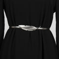 Anna-Kaci Women's Metal Leaf Buckle Belt with Slim Adjustable Band and Textured Design 28.5x0.4in