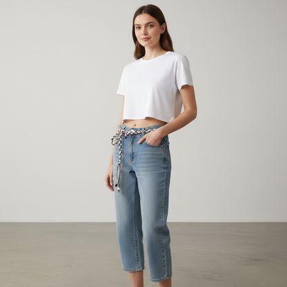 Anna-Kaci Women's Braided Rope Belt with Wooden Bead Details and Tassel Ends 63x0.8in