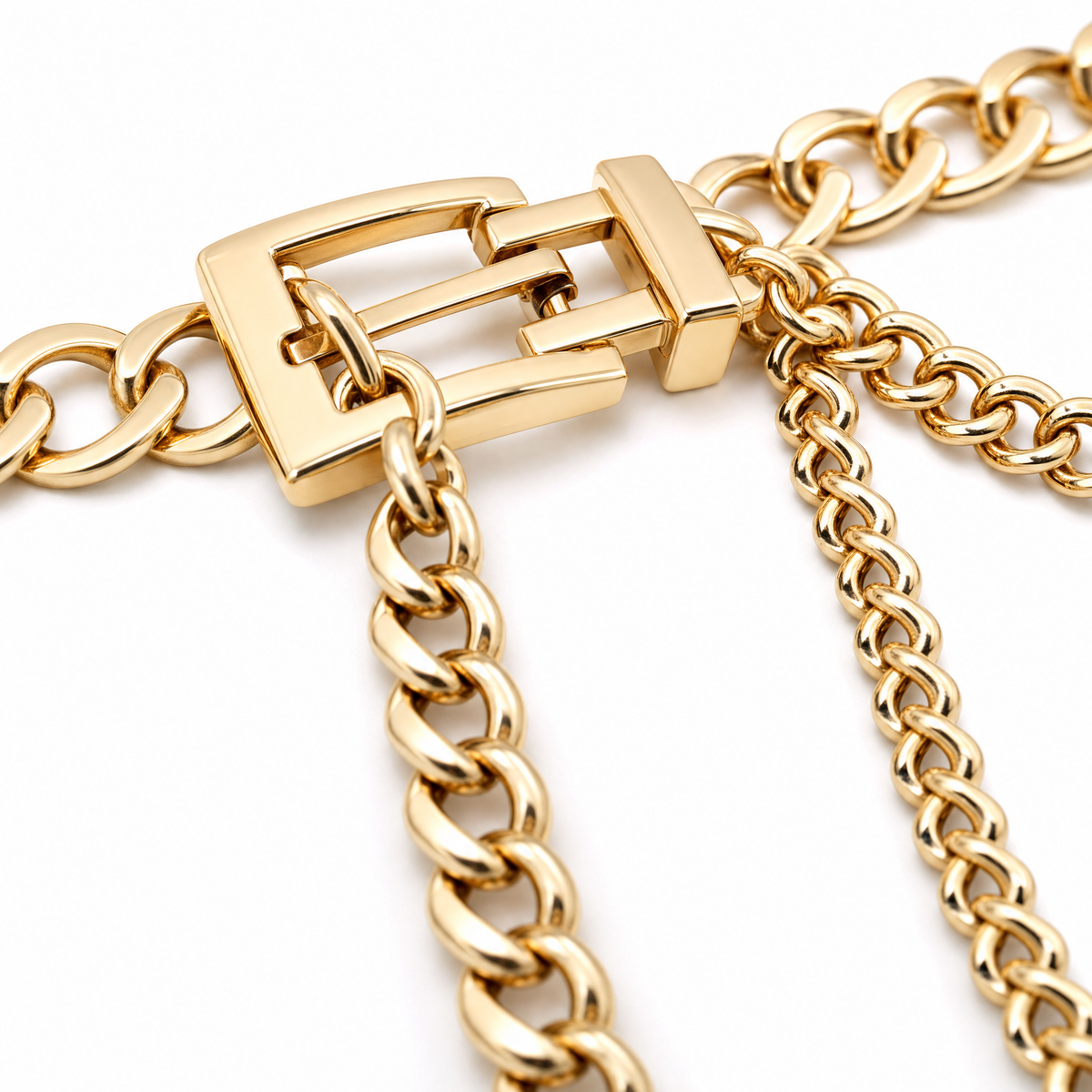 Women's Chunky Chain Waist Belt with Layered Draped Links and Buckle Detail for Stylish Definition 41.5in