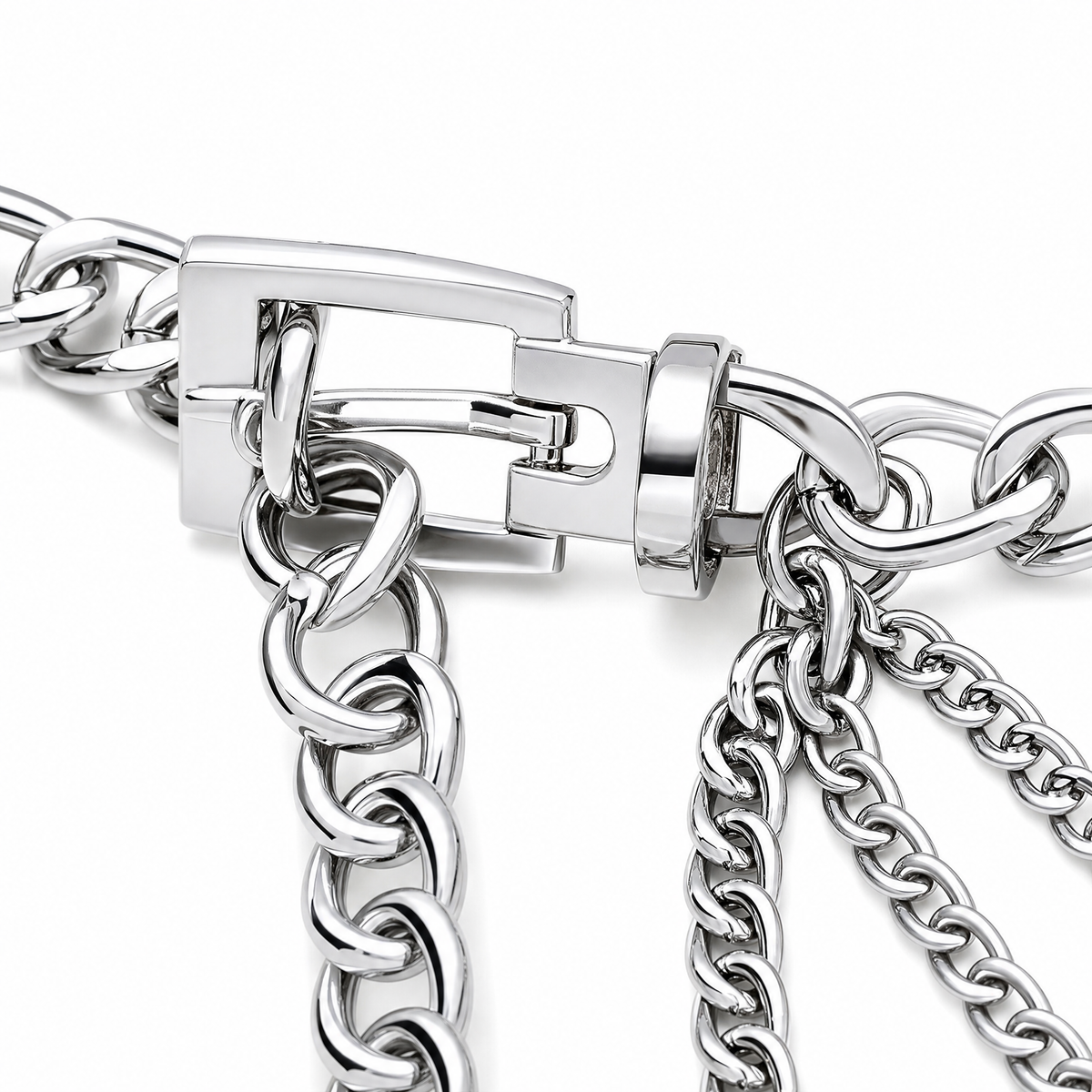 Women's Chunky Chain Waist Belt with Layered Draped Links and Buckle Detail for Stylish Definition 41.5in