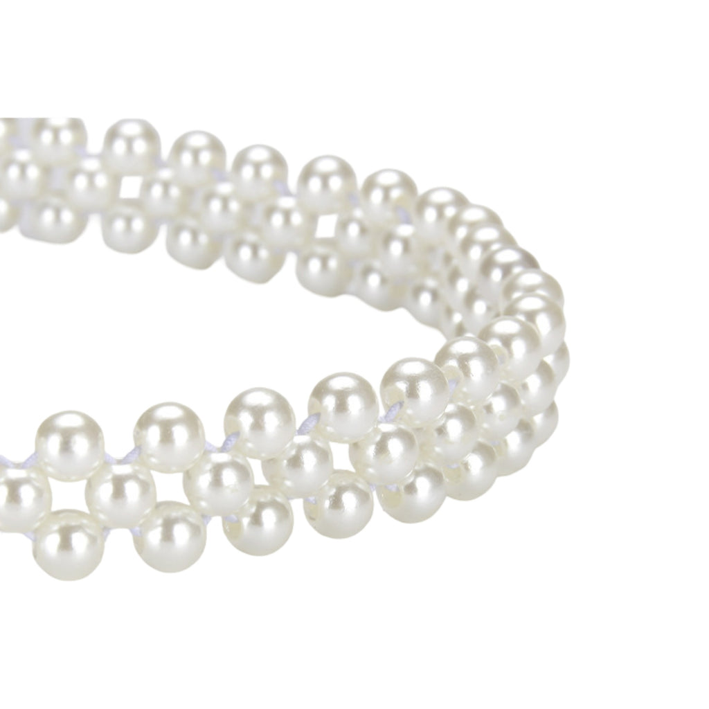 Anna-Kaci Womens Elastic Pearl Waist Belt with Stretch Fit Design