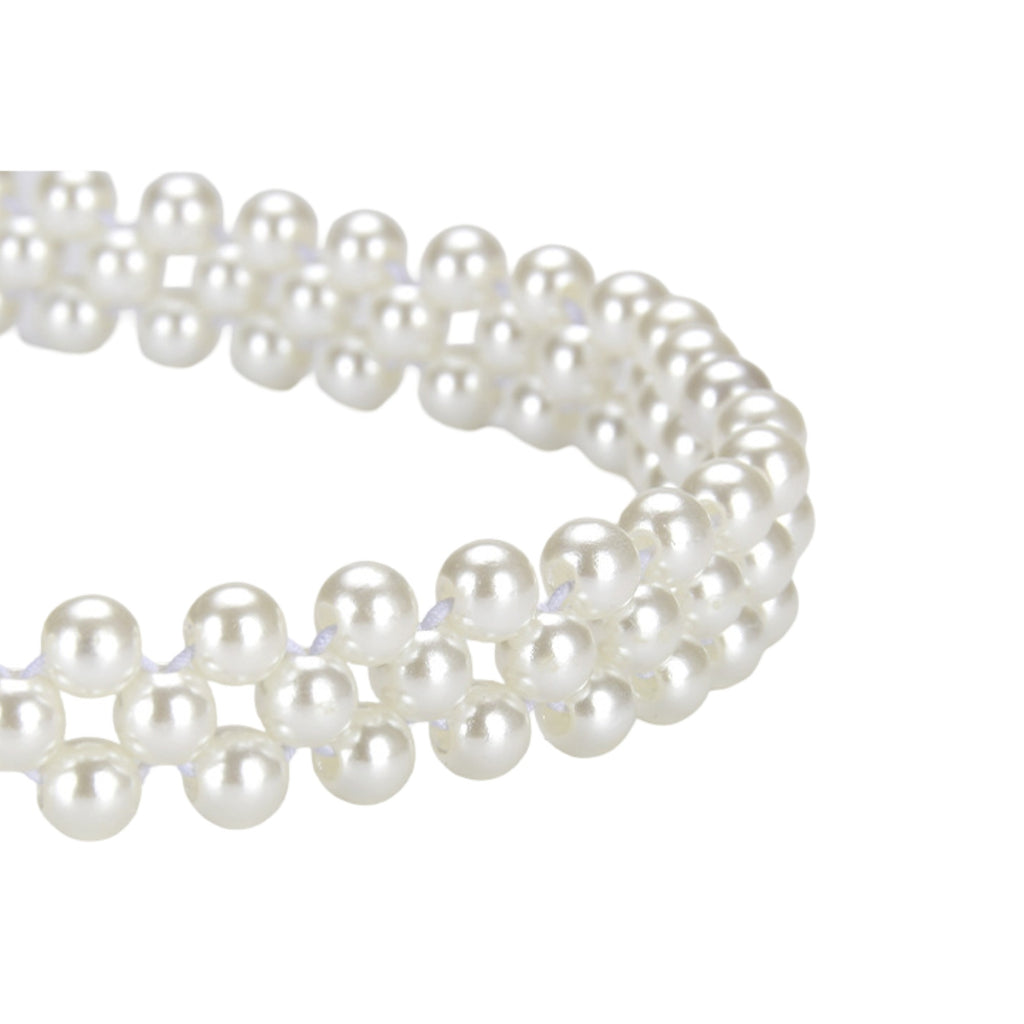 Anna-Kaci Womens Elastic Pearl Waist Belt with Stretch Fit Design