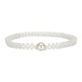 Anna-Kaci Womens Elastic Pearl Waist Belt with Center Pearl Accent