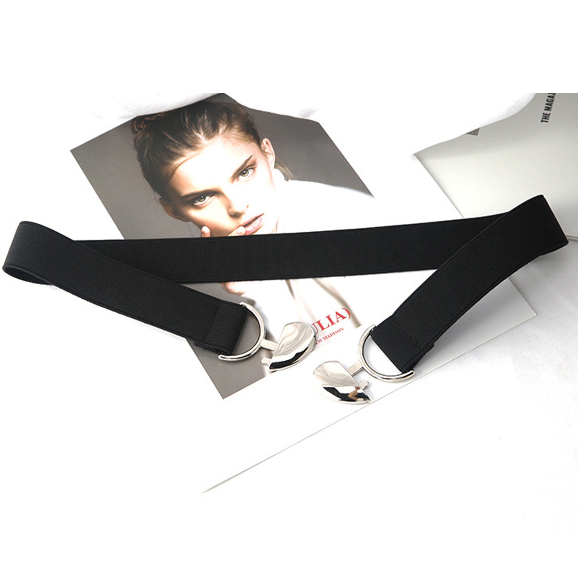 Anna-Kaci Womens Elastic Waist Belt with Heart Buckle