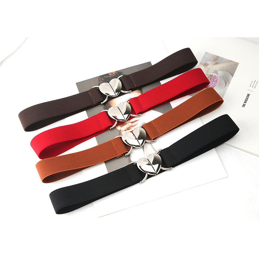 Anna-Kaci Womens Elastic Waist Belt with Heart Buckle