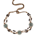 Anna-Kaci Bohemian Rhinestone Braided Waist Belt with Beaded Cord Tie