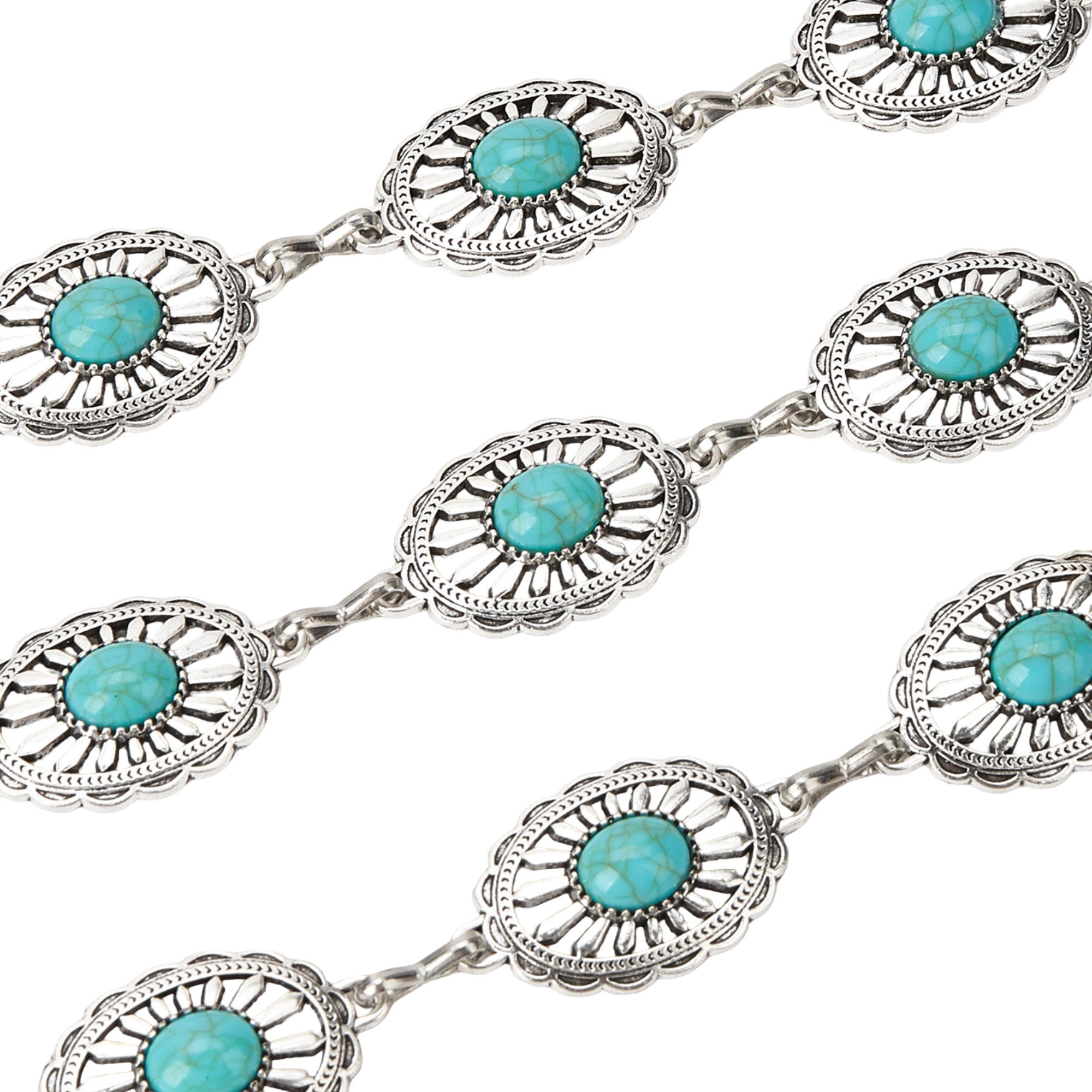Anna-Kaci Vintage Adjustable Thin Chain Waist Belt with Turquoise Inspired Accents