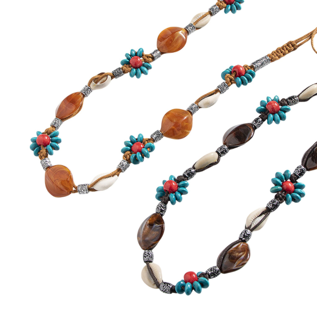 Anna-Kaci Womens Bohemian Beaded Braided Waist Belt with Adjustable Tie Closure