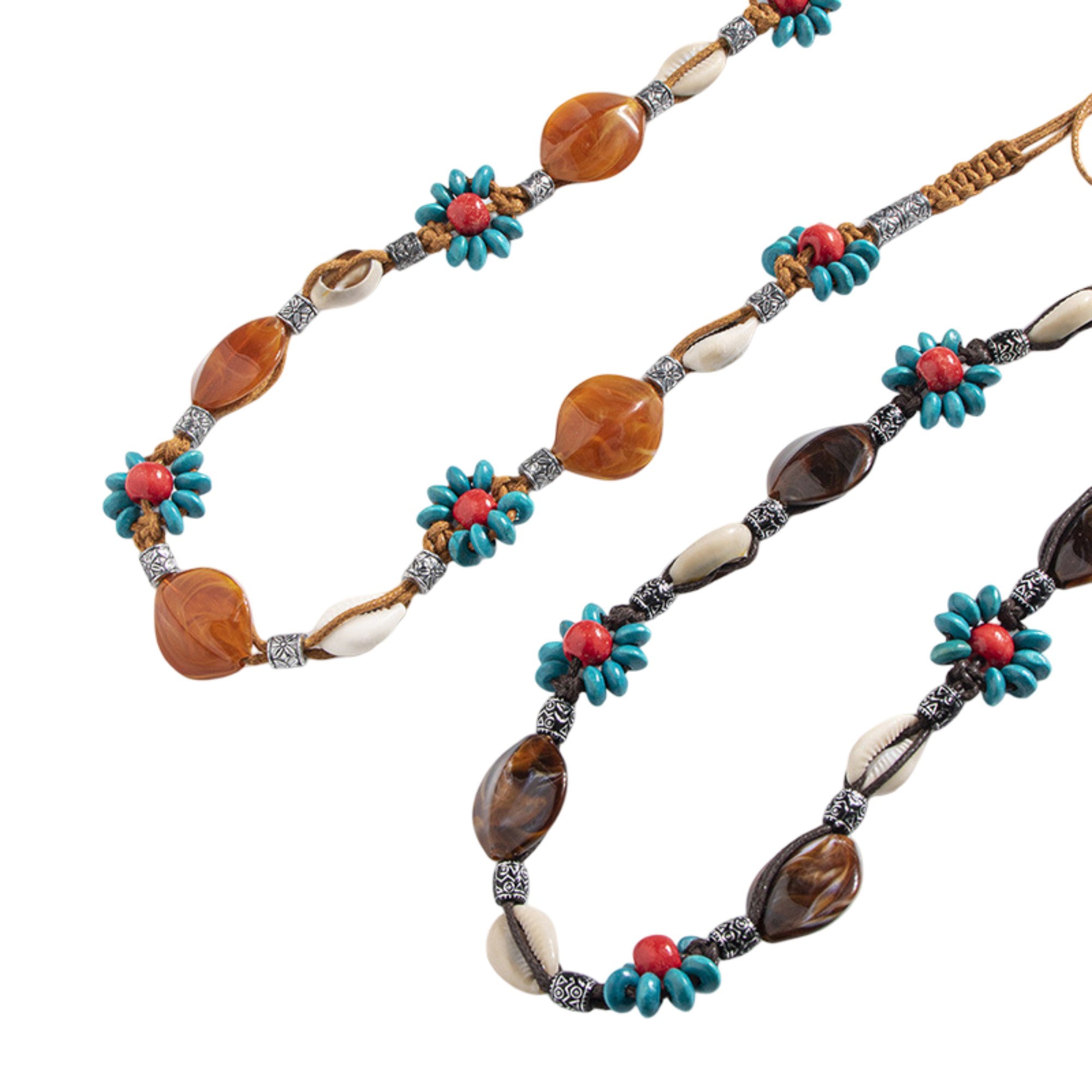 Anna-Kaci Womens Bohemian Beaded Braided Waist Belt with Adjustable Tie Closure