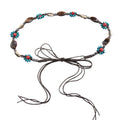 Anna-Kaci Womens Bohemian Beaded Braided Waist Belt with Adjustable Tie Closure