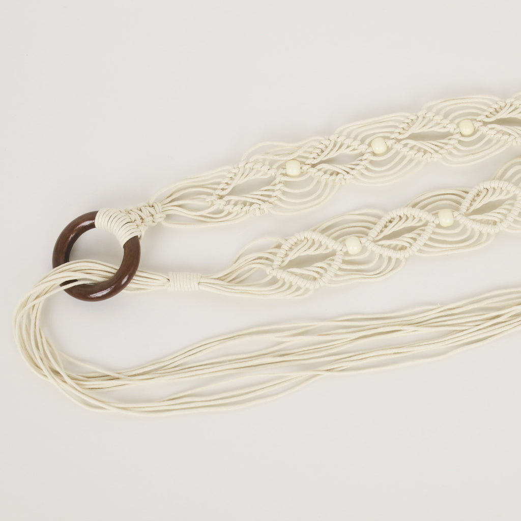 Anna-Kaci Womens Casual Braided Rope Belt with Wooden Ring