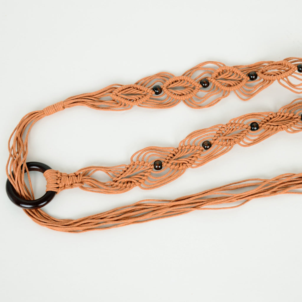 Anna-Kaci Womens Casual Braided Rope Belt with Wooden Ring