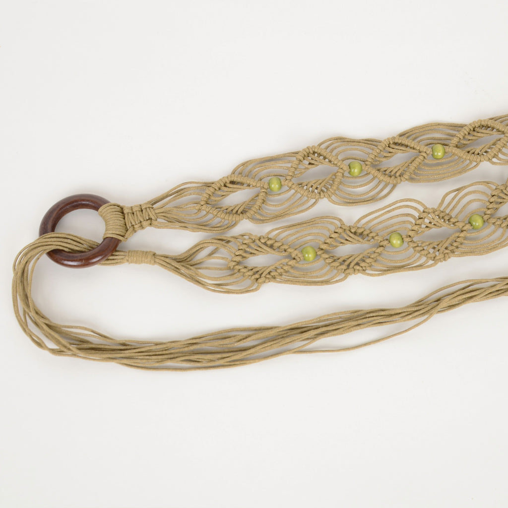Anna-Kaci Womens Casual Braided Rope Belt with Wooden Ring