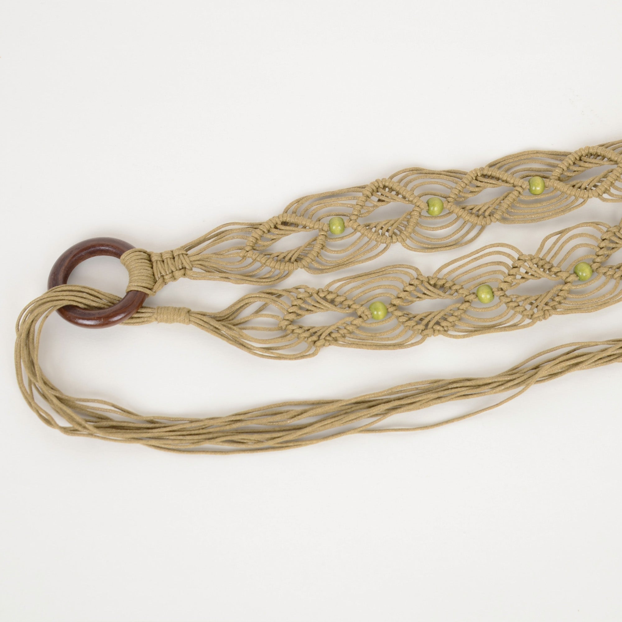 Anna-Kaci Womens Casual Braided Rope Belt with Wooden Ring