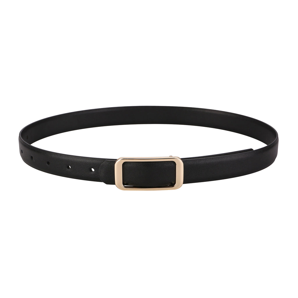 Anna-Kaci Women's Slim Leather Belt Square Buckle Adjustable Waist Belt Classic Minimalist Style