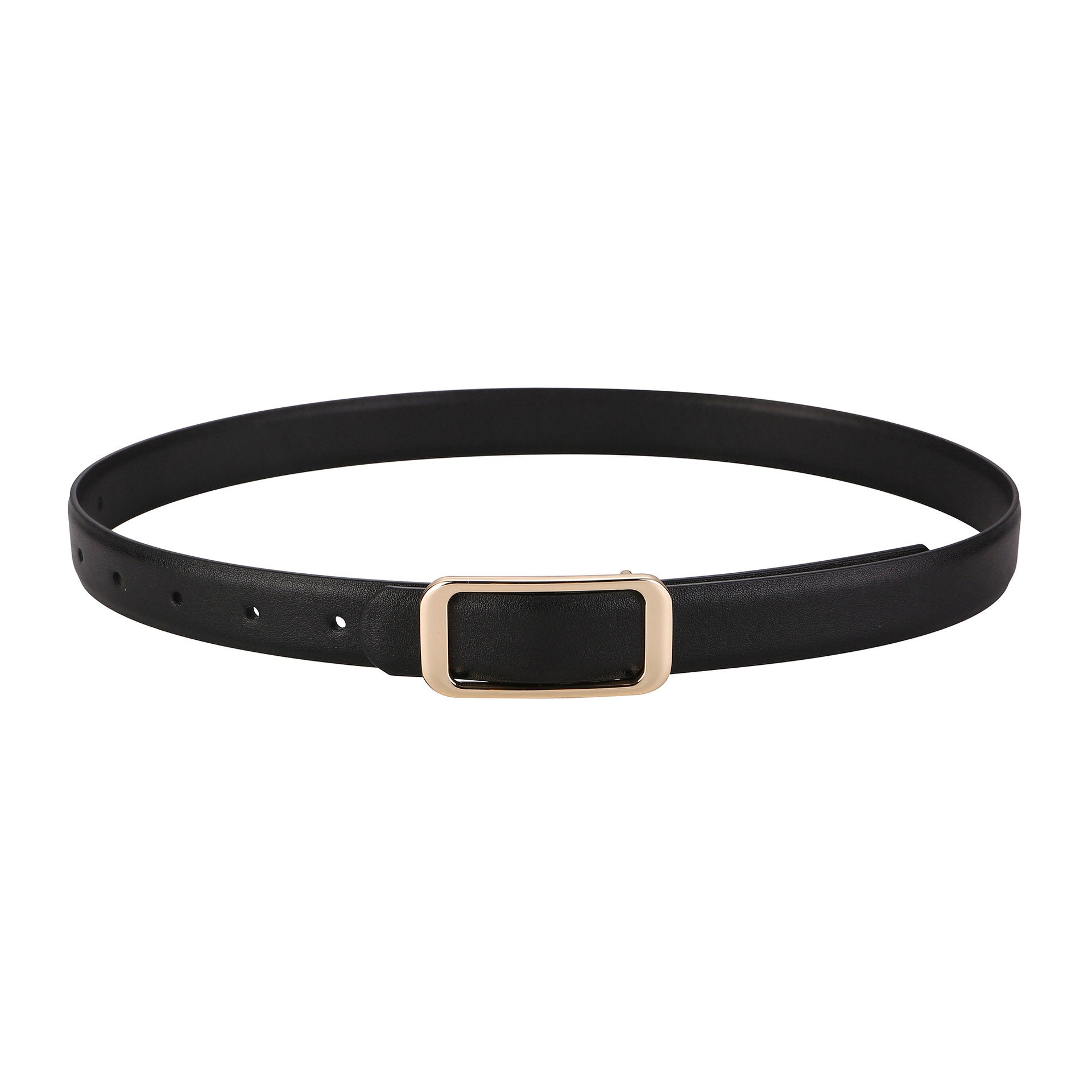 Anna-Kaci Women's Slim Leather Belt Square Buckle Adjustable Waist Belt Classic Minimalist Style