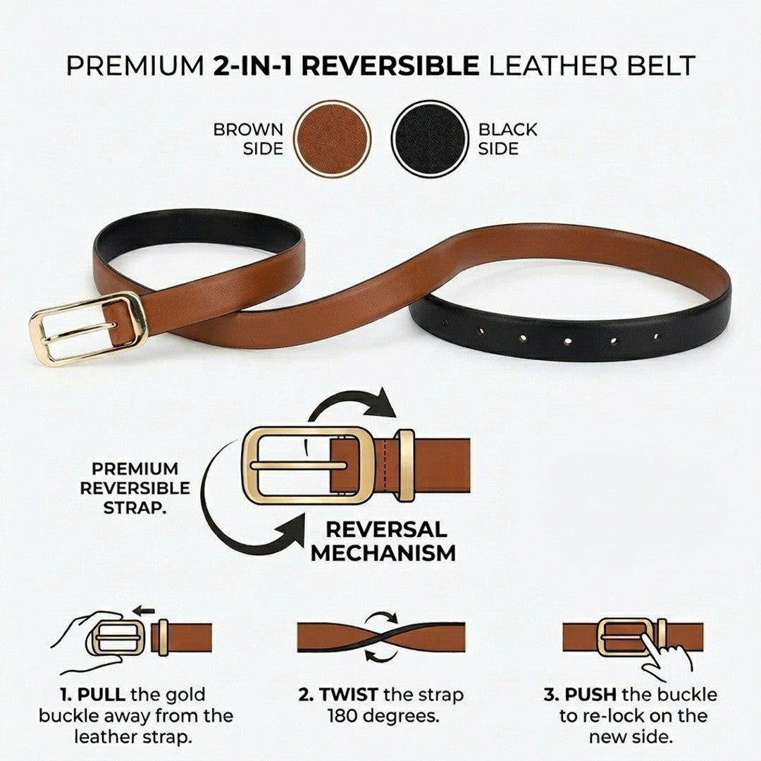 Anna-Kaci Women's Slim Leather Belt Square Buckle Adjustable Waist Belt Classic Minimalist Style