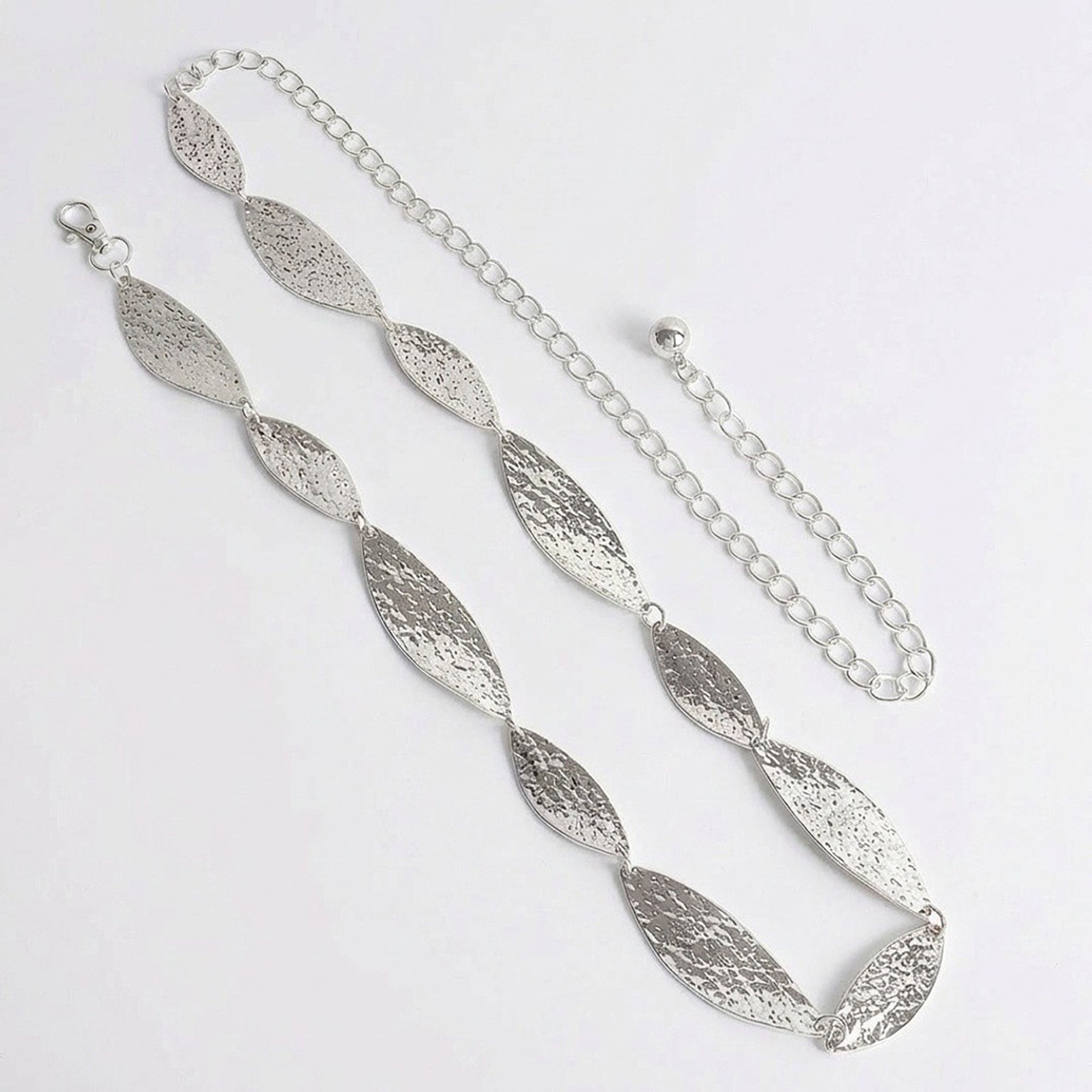 Anna-Kaci Women's Leaf Link Chain Waist Belt Textured Metal Leaf Disc Adjustable Fashion Statement Belt