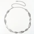 Anna-Kaci Women's Leaf Link Chain Waist Belt Textured Metal Leaf Disc Adjustable Fashion Statement Belt
