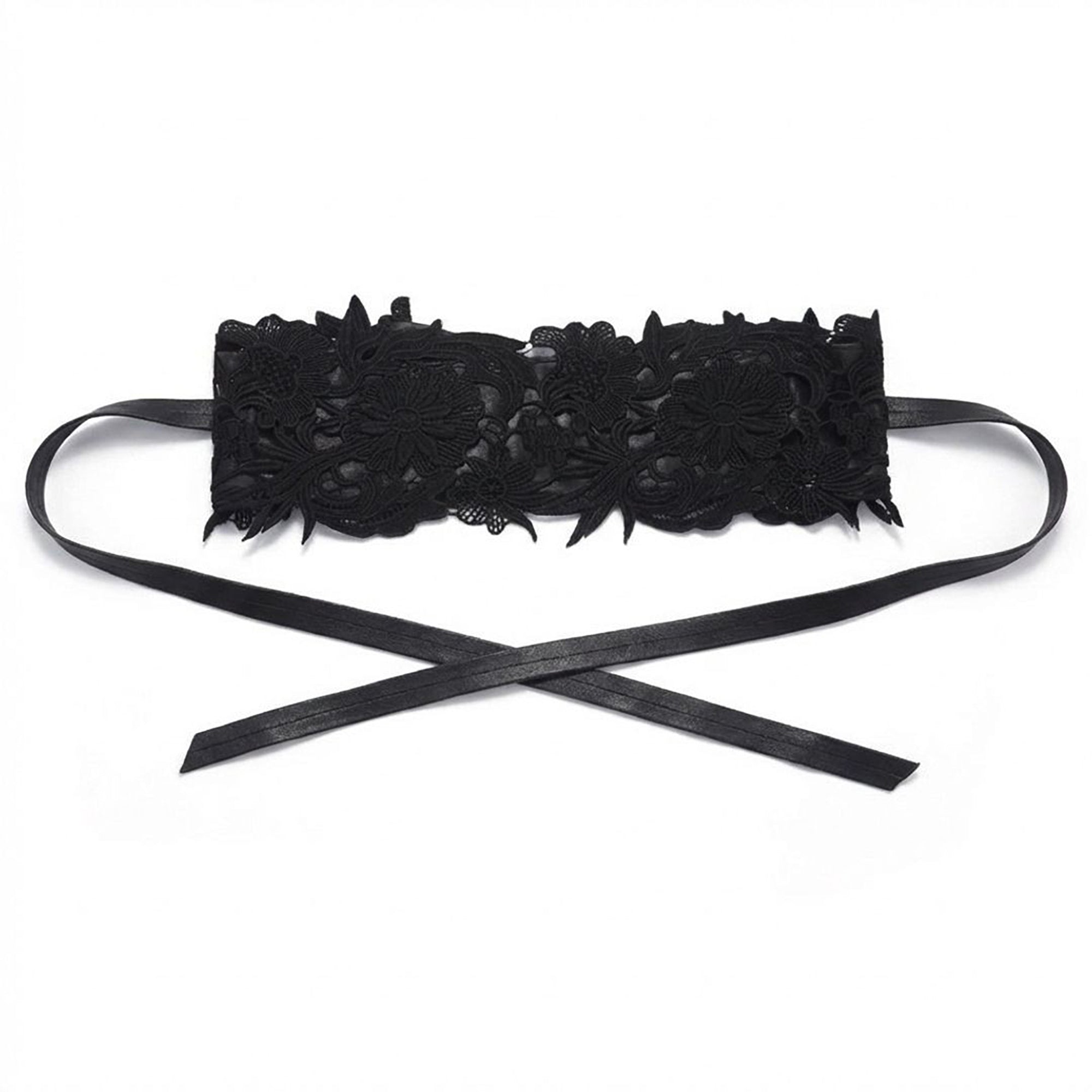 Anna-Kaci Women's Lace Corset Waist Belt Wide Floral Lace Cinch Belt Tie Front Adjustable Statement Belt