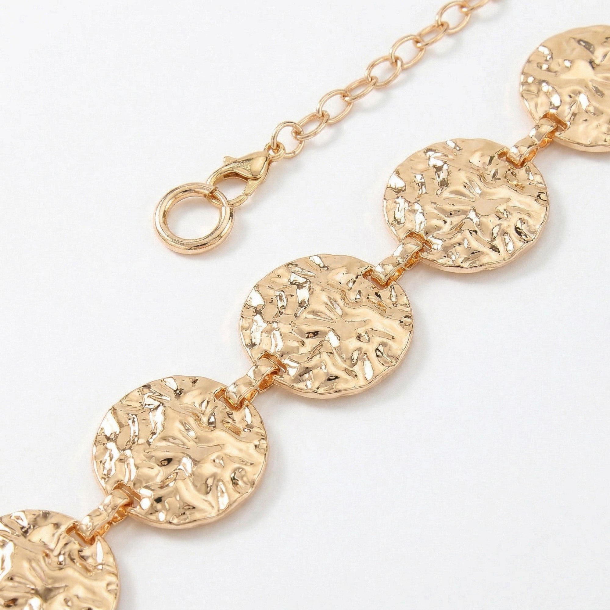 Anna-Kaci Women's Textured Coin Disc Waist Chain Belt Adjustable Link Metal Body Jewelry Accessory