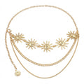 Anna-Kaci Women's Sun Charm Waist Chain Belt Layered Link Adjustable Metal Body Jewelry Accessory