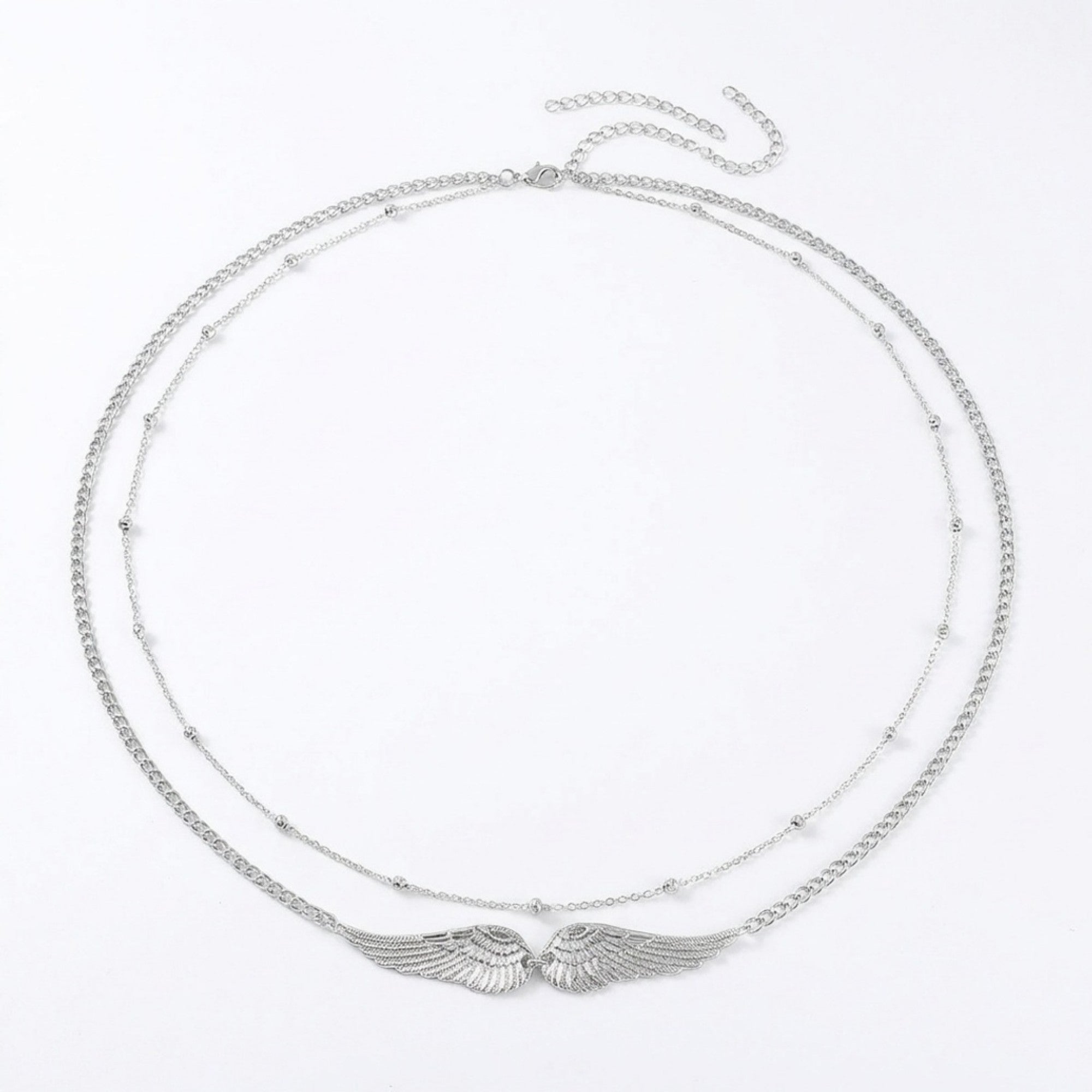 Anna-Kaci Women's Layered Waist Chain Belt with Wing Charm Pendant Adjustable Link Body Jewelry Accessory