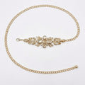 Anna-Kaci Women's Crystal Floral Waist Chain Belt with Rhinestone Cluster Pendant Adjustable Link Body Jewelry