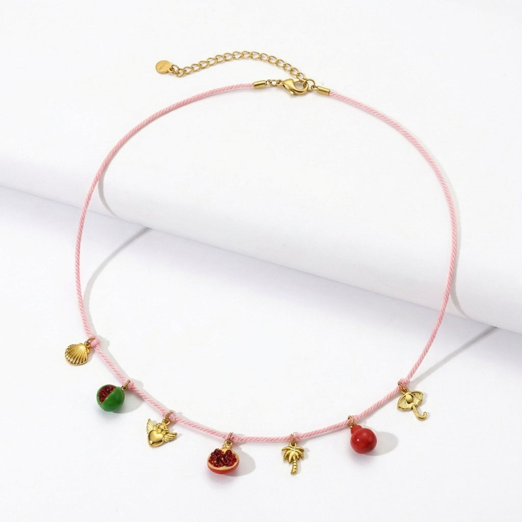 Anna-Kaci Women's Charm Pendant Waist Chain Belt with Cord Design Adjustable Link Body Jewelry Accessory