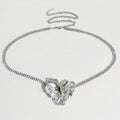 Anna-Kaci Women's Rhinestone Waist Chain Belt with Flower Pendant Adjustable Link Body Jewelry Accessory