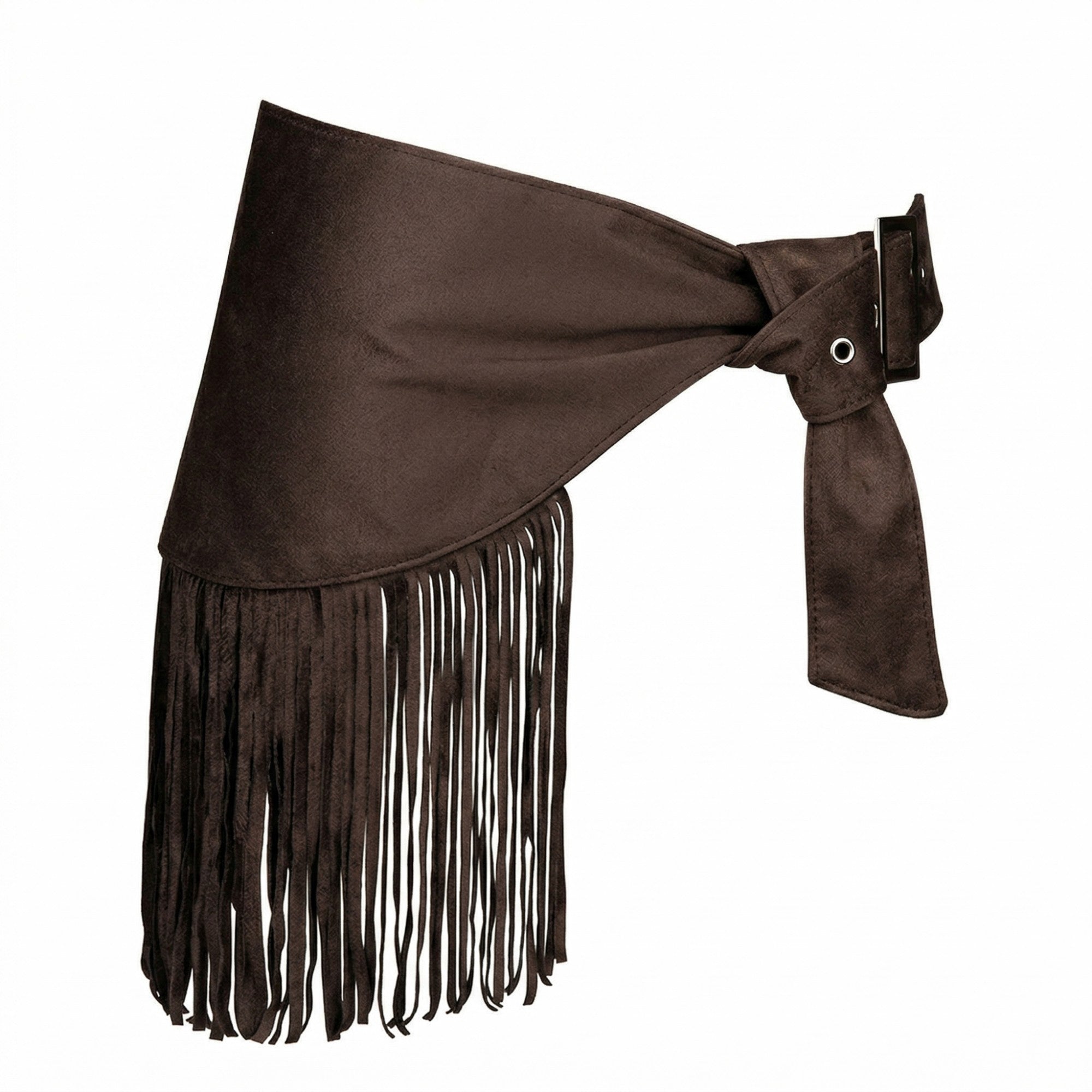Anna-Kaci Women's Fringe Waist Belt Wrap Tie Adjustable Faux Suede Western Style Hip Scarf Accessory