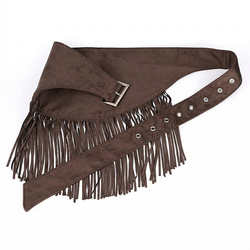 Anna-Kaci Women's Fringe Waist Belt Wrap Tie Adjustable Faux Suede Western Style Hip Scarf Accessory