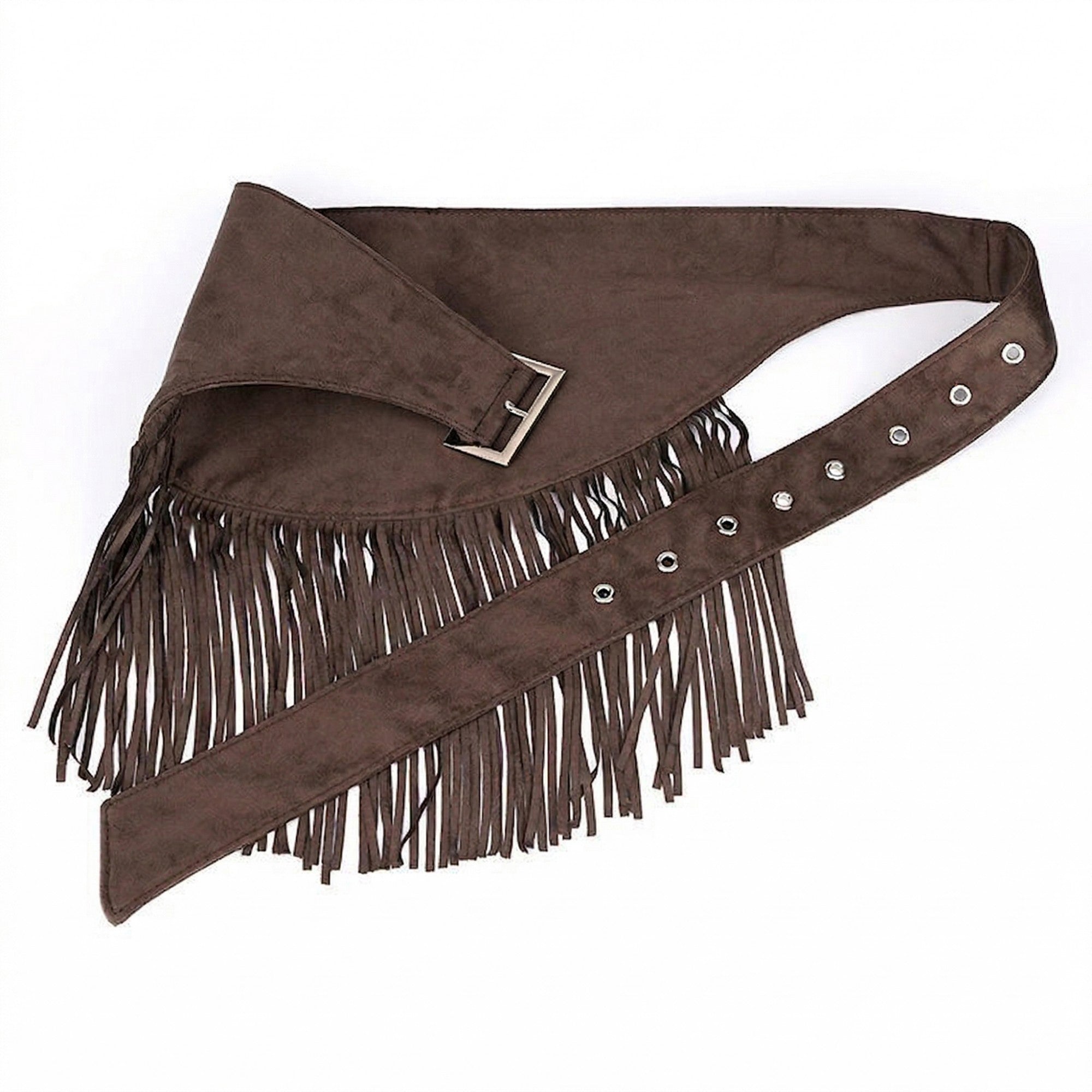 Anna-Kaci Women's Fringe Waist Belt Wrap Tie Adjustable Faux Suede Western Style Hip Scarf Accessory