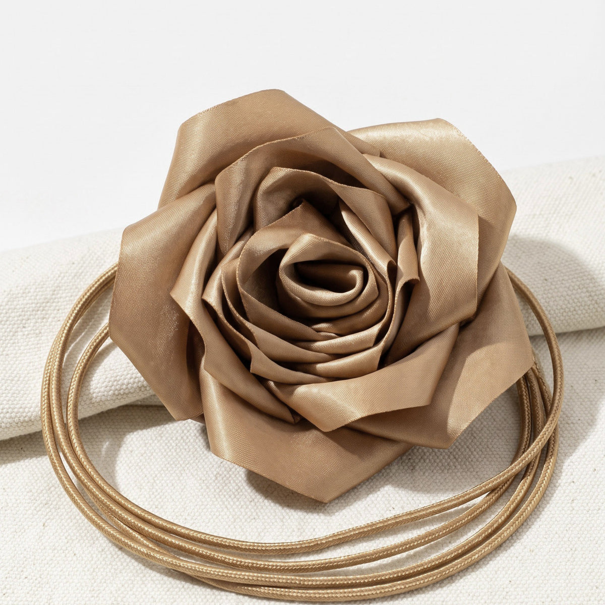 Cinturón de tela con lazo de raso y rosa individual, ajustable, de flores, joya para la cintura, 110 cm