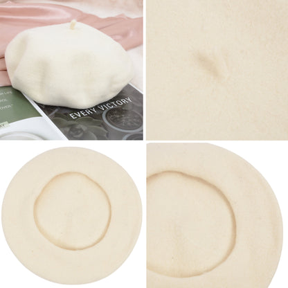 Women's Wool French Beret Hats Solid Color Classic Beanie Fall Winter Cap