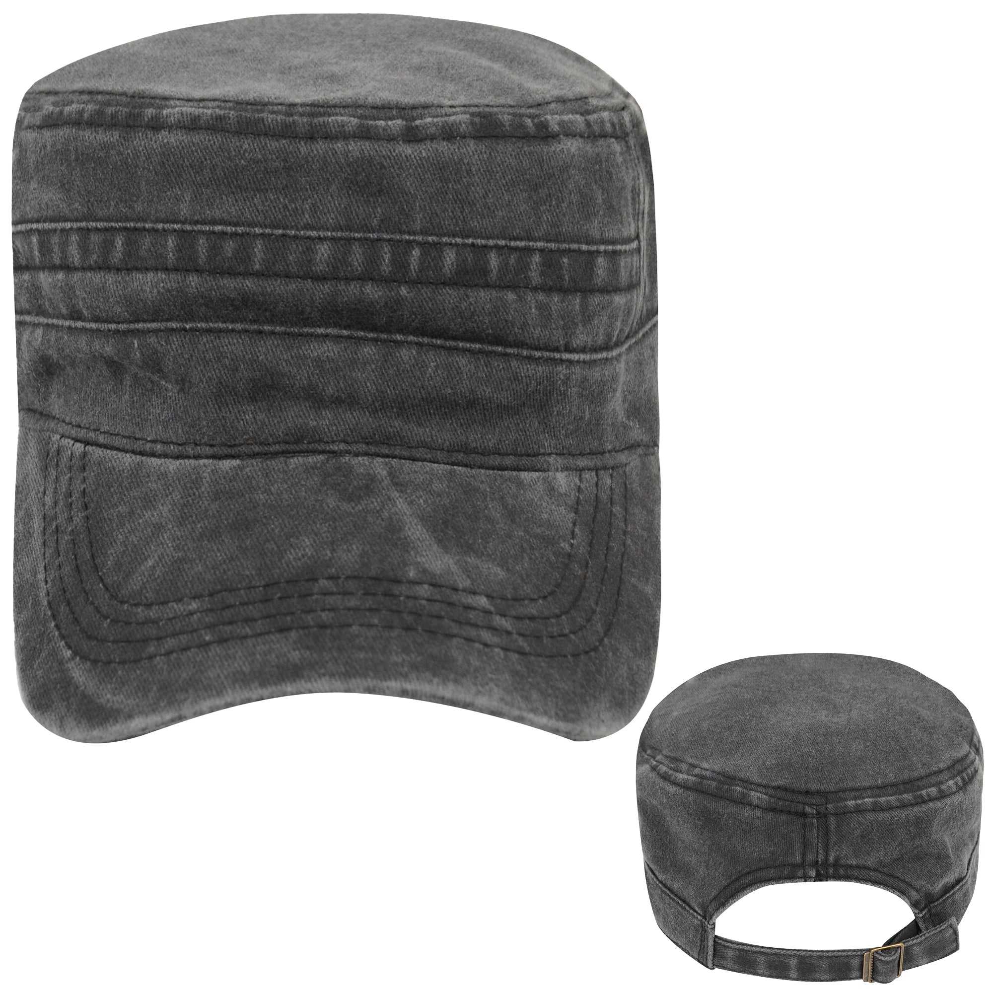 Anna-Kaci Unisex Cotton Basic Cadet Hats Vintage Washed Flat Top Cap with Adjustable Strap