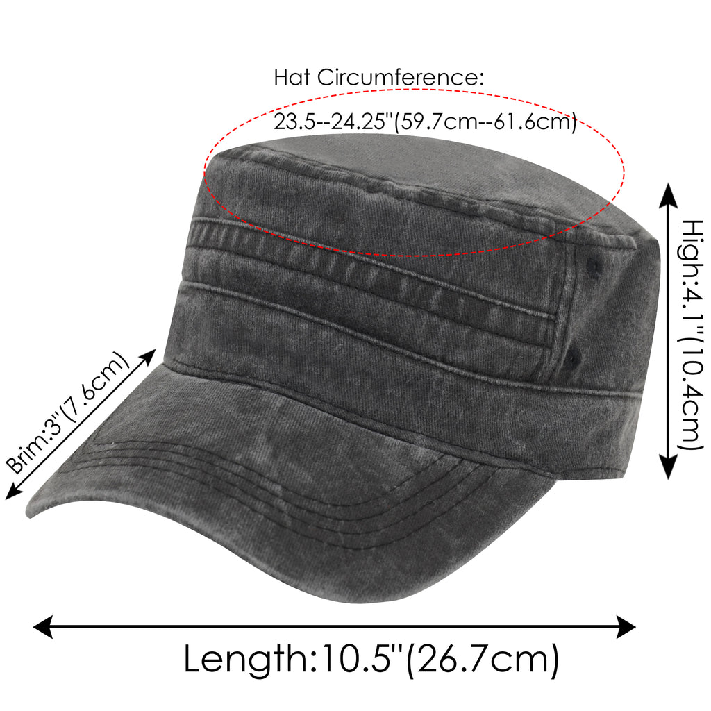 Anna-Kaci Unisex Cotton Basic Cadet Hats Vintage Washed Flat Top Cap with Adjustable Strap