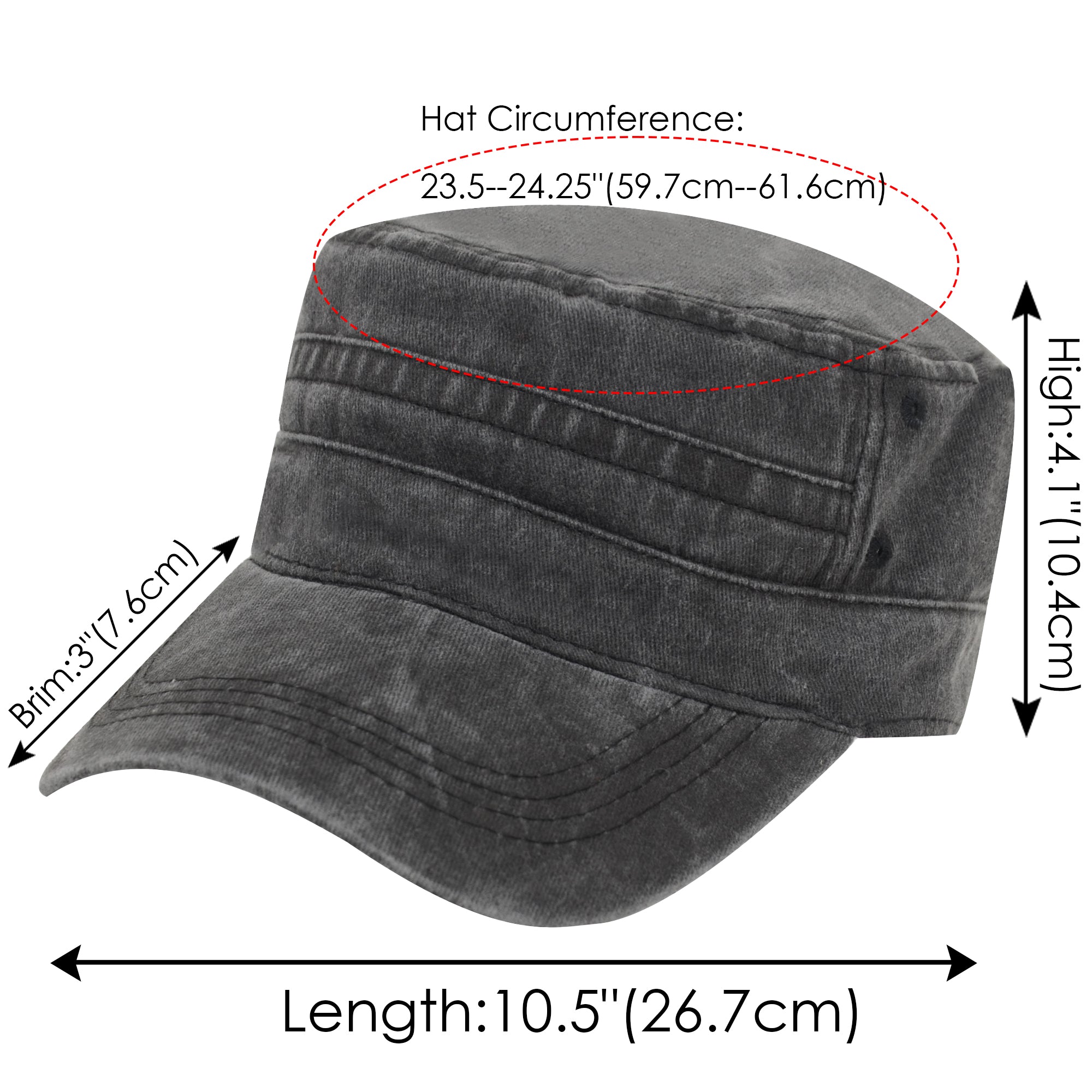 Anna-Kaci Unisex Cotton Basic Cadet Hats Vintage Washed Flat Top Cap with Adjustable Strap