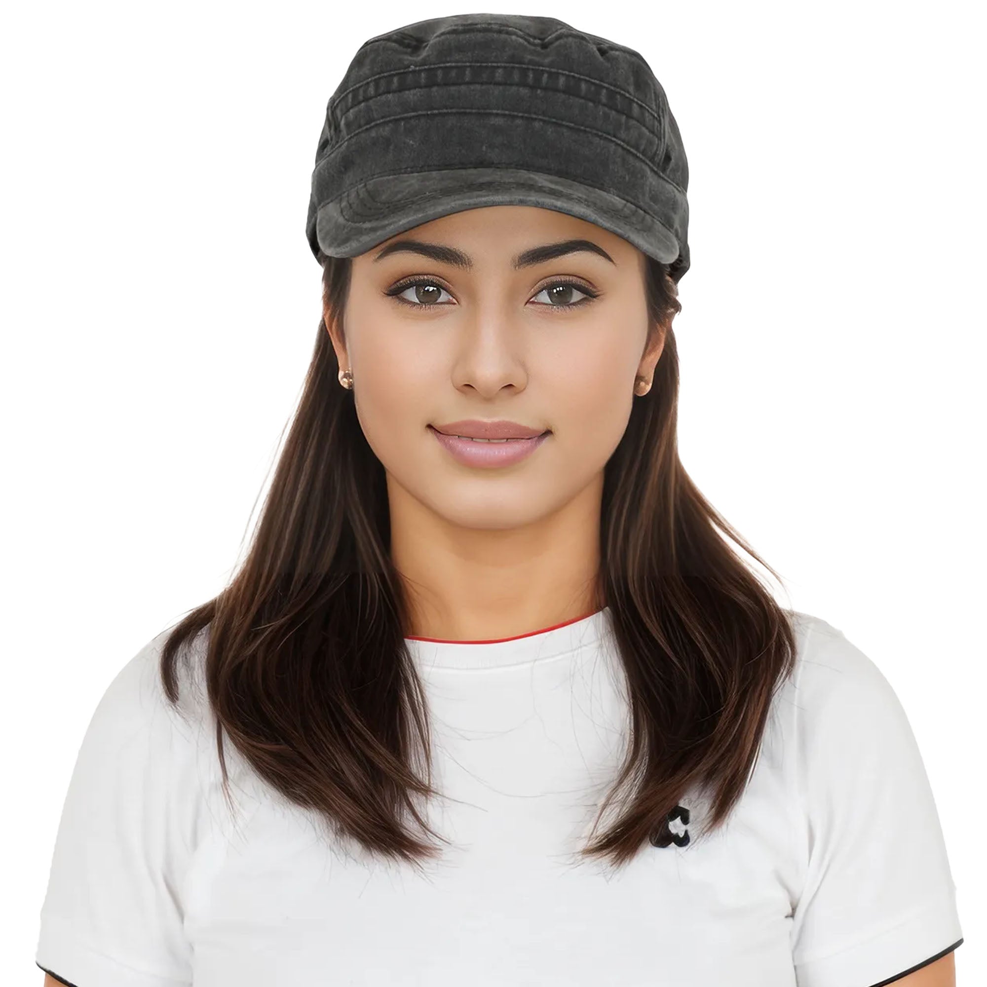 Anna-Kaci Unisex Cotton Basic Cadet Hats Vintage Washed Flat Top Cap with Adjustable Strap
