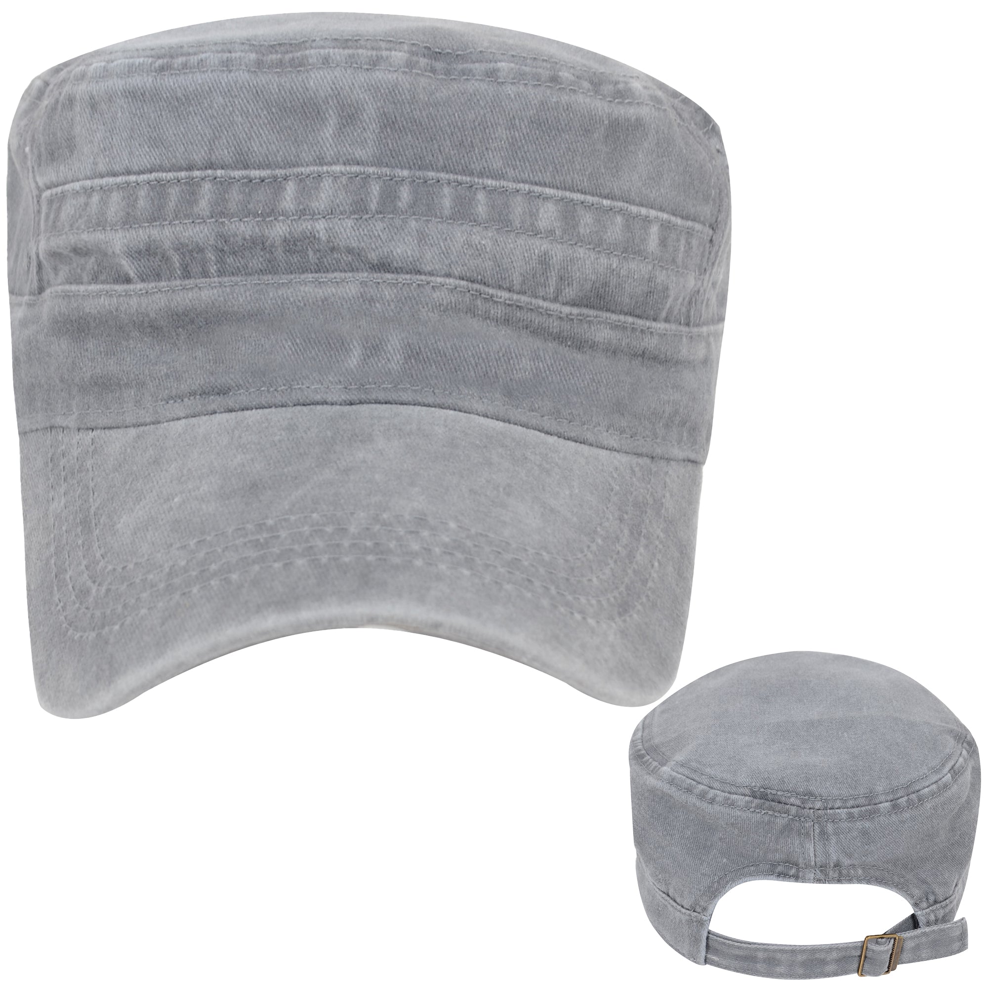 Anna-Kaci Unisex Cotton Basic Cadet Hats Vintage Washed Flat Top Cap with Adjustable Strap