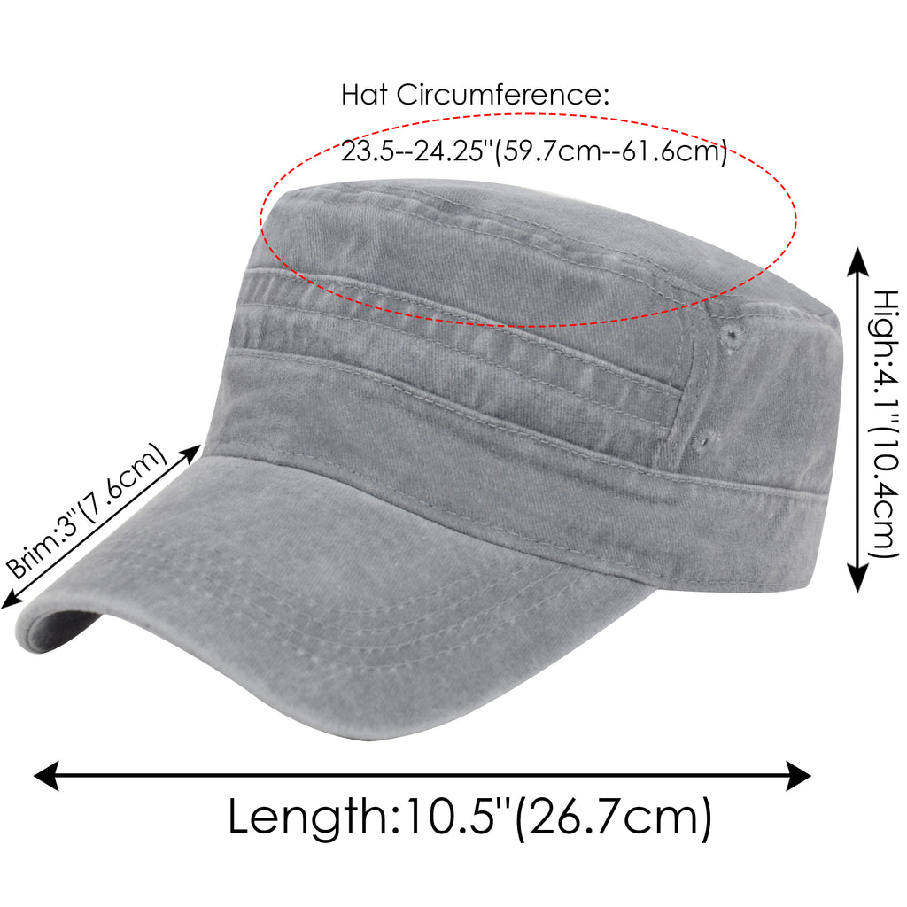 Anna-Kaci Unisex Cotton Basic Cadet Hats Vintage Washed Flat Top Cap with Adjustable Strap