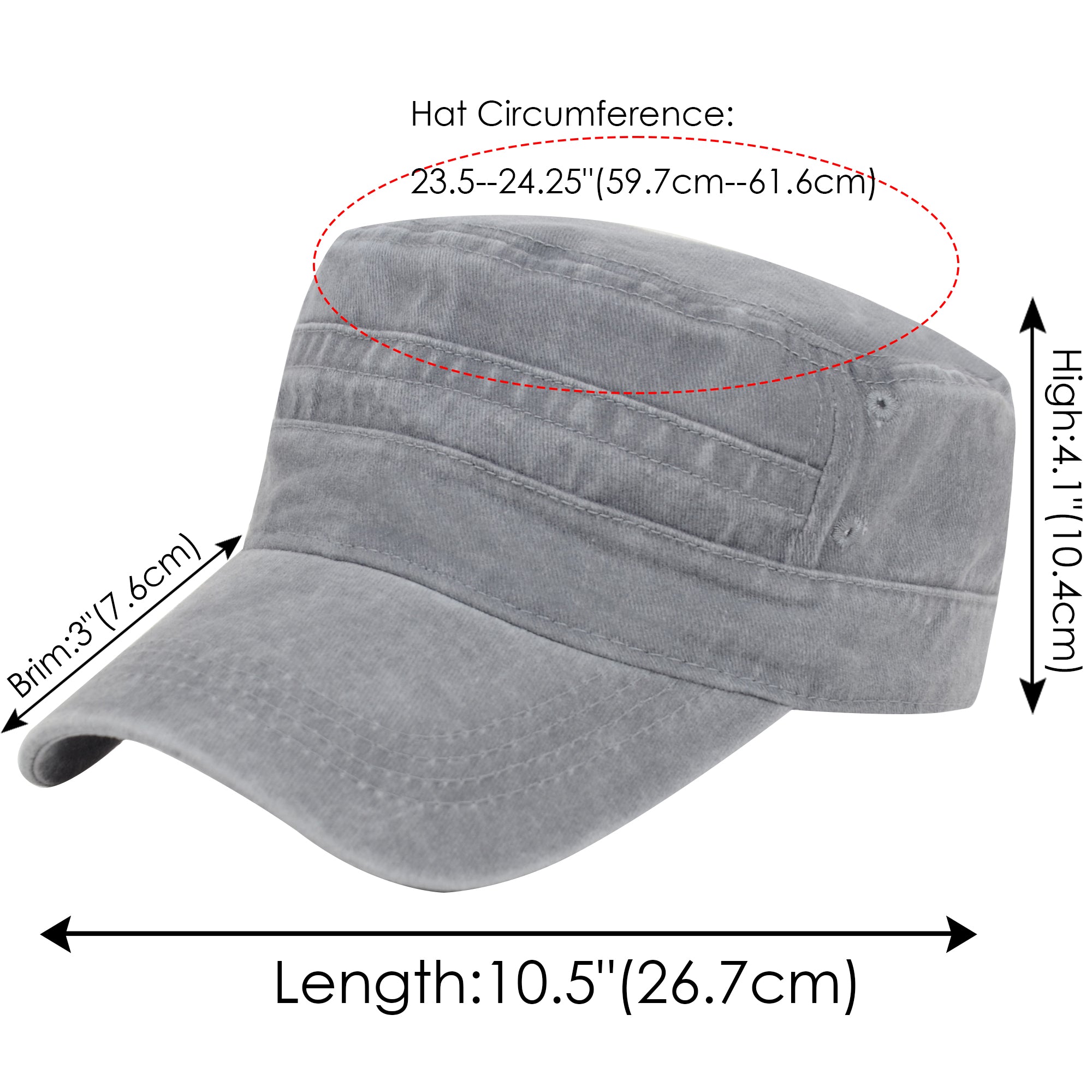 Anna-Kaci Unisex Cotton Basic Cadet Hats Vintage Washed Flat Top Cap with Adjustable Strap