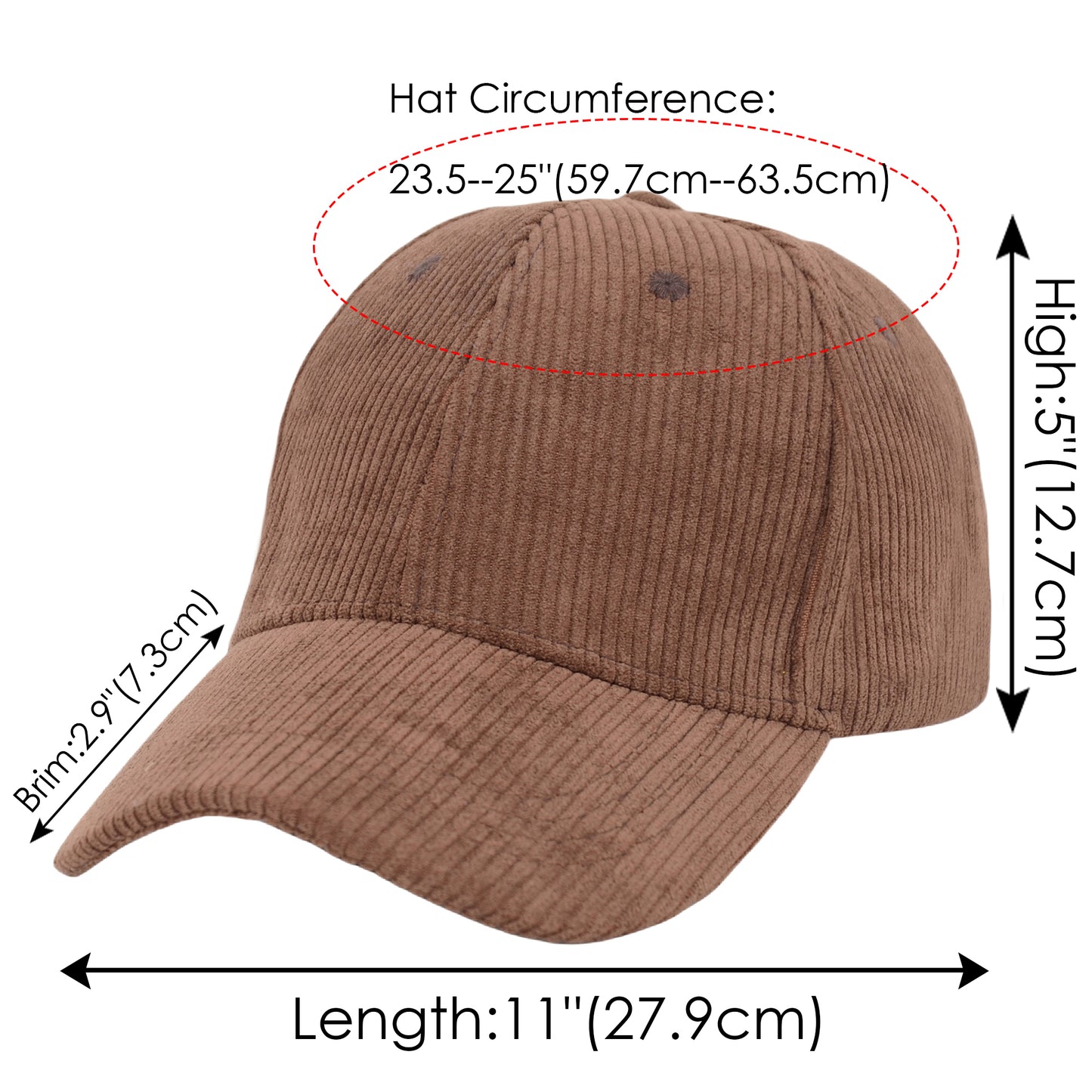 Anna-Kaci Vintage Corduroy Baseball Cap Solid Color Adjustable Strap Trucker Hat for Women Men