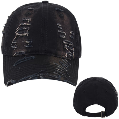 Anna-Kaci Vintage Washed Distressed Baseball Cap Denim Cotton Adjustable Dad Hats for Women Men