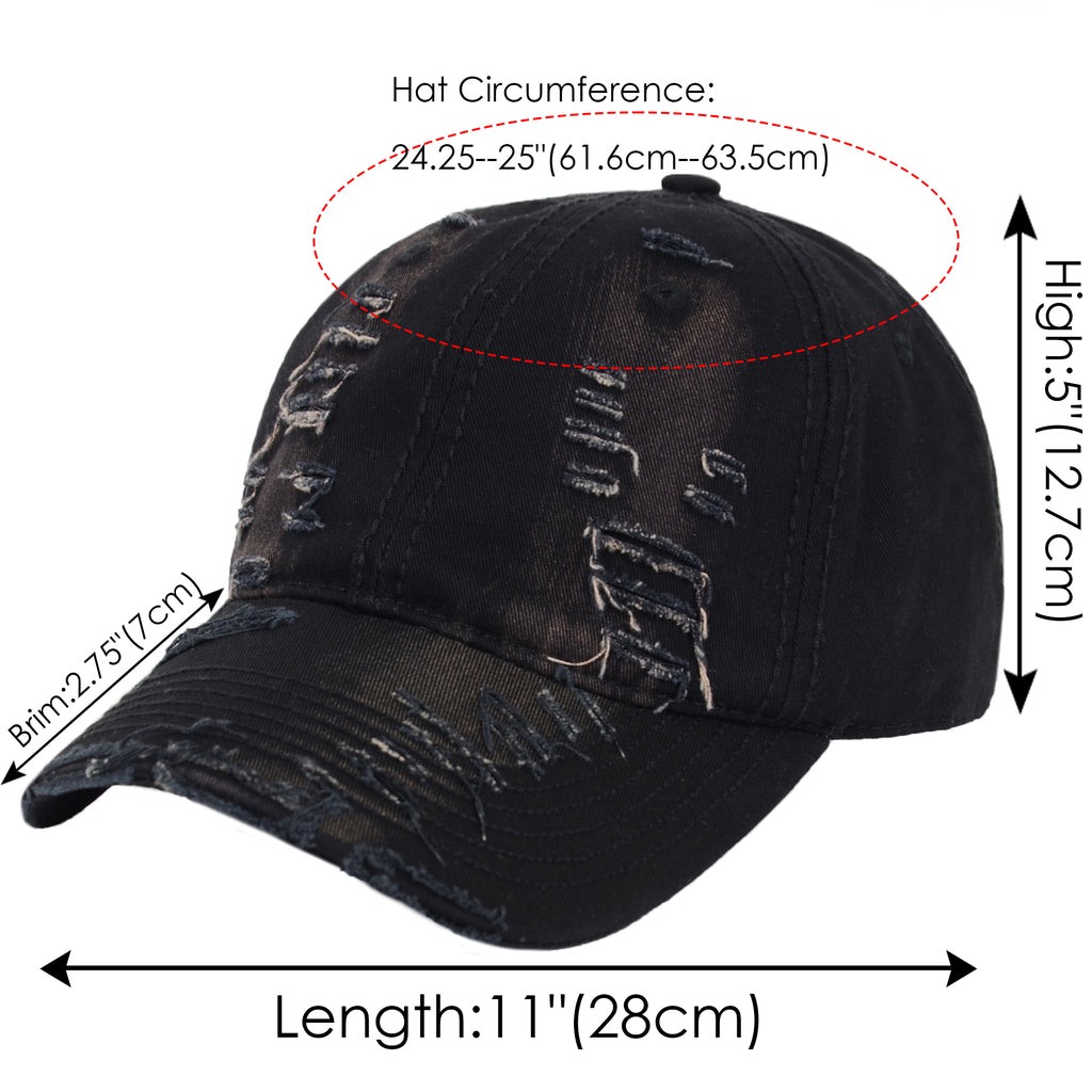 Anna-Kaci Vintage Washed Distressed Baseball Cap Denim Cotton Adjustable Dad Hats for Women Men