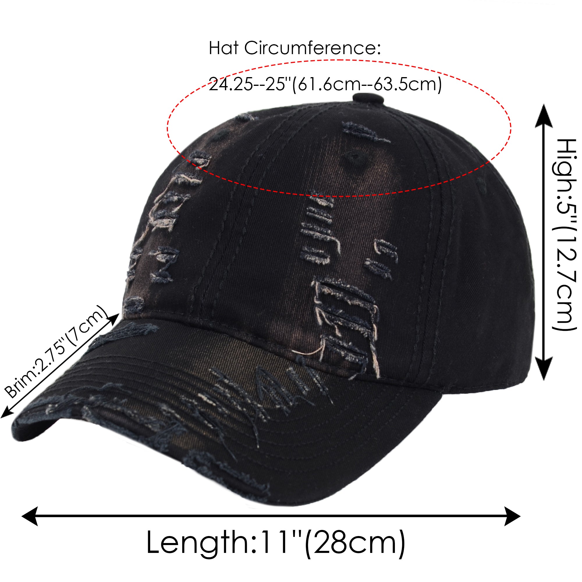 Anna-Kaci Vintage Washed Distressed Baseball Cap Denim Cotton Adjustable Dad Hats for Women Men