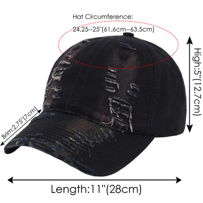 Anna-Kaci Vintage Washed Distressed Baseball Cap Denim Cotton Adjustable Dad Hats for Women Men